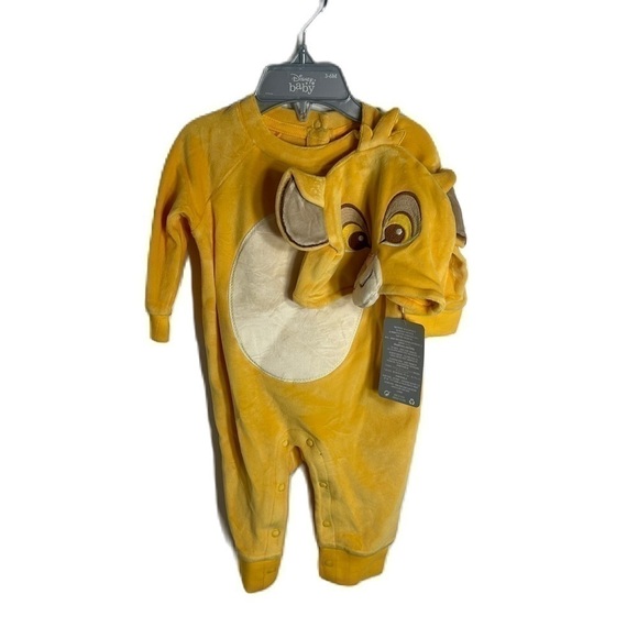 Lion King One Piece W/ Hat Simba Fleece 3-6 mos NEW Yellow Baby Kids Snap Button